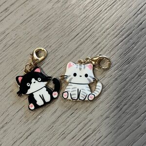 Cute Cat Charm Set for Collars - Black & White Cat Charms